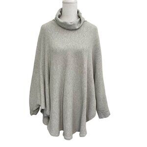 J.Jill Poncho Knit Sweater Mock Neck 3/4 Sleeve Neutral Gray size XS/Small